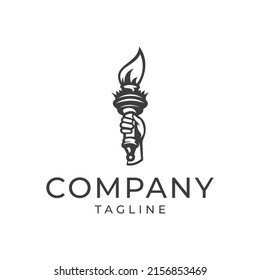 drawing torch logo design template vector icon illustration