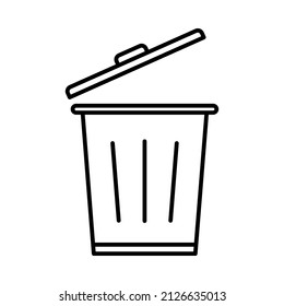 drawing of a trash can icon with a style using a line