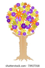 Drawing tree full of flowers