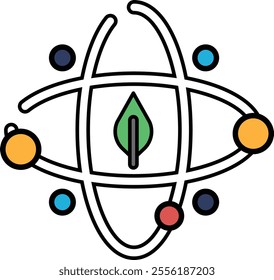 A drawing of a tree with planets surrounding it. The drawing is of a scientific nature, with the tree representing life and the planets representing the universe. Scene is one of wonder and curiosity