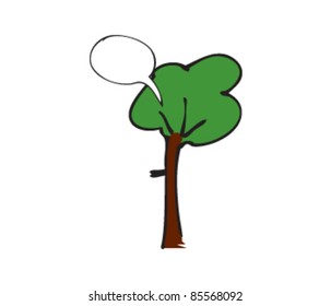 drawing of a tree with speech bubbles