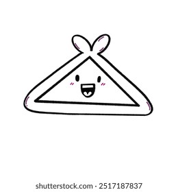a drawing of triangle hanger with smile on it