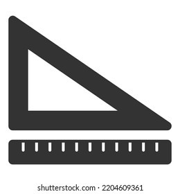Drawing triangle and ruler - icon, illustration on white background, glyph style
