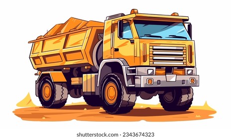 Drawing of a truck with sand on a white background vector