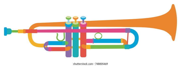 Drawing of a Trumpet in Rainbow Colors