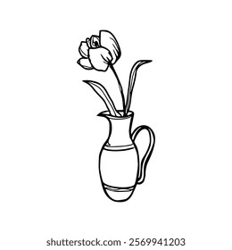 A drawing of a tulip in a vase