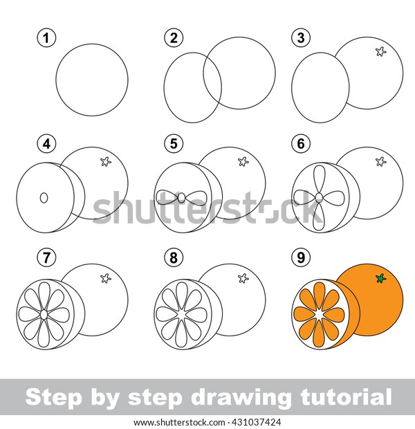 Drawing Tutorial Children Easy Educational Kid Stock Vector