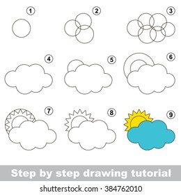 Drawing tutorial for children. How to draw the funny Cloud