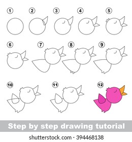 Drawing tutorial for children. How to draw the funny Nightingale