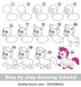 Drawing tutorial for children. How to draw the funny Unicorn