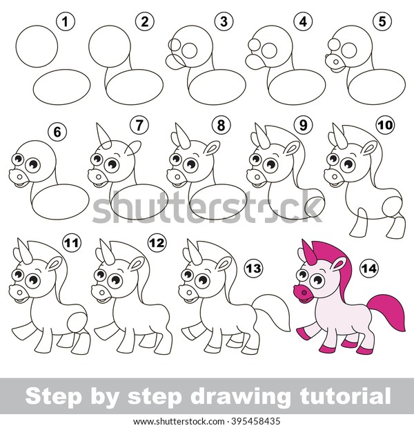 Drawing Tutorial Children How Draw Funny Stock Vector Royalty