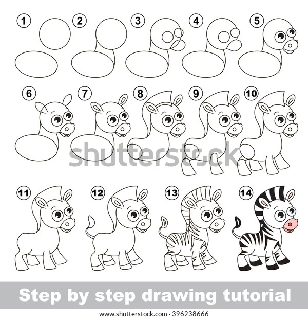 Drawing Tutorial Children How Draw Cute Stock Vector (Royalty Free ...