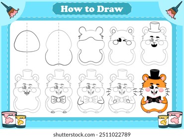 Tutorial de desenho - bonitinho hamster caráter cavalheiro