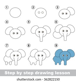 Drawing Tutorial How Draw Elephant Stock Vector (Royalty Free ...