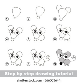 Drawing Tutorial How Draw Little Mouse Stock Vector (Royalty Free ...