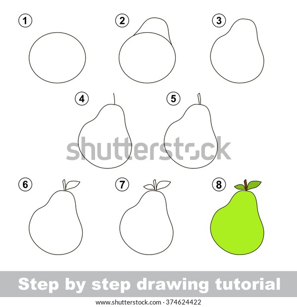 Drawing Tutorial How Draw Pear Stock Vector (Royalty Free) 374624422