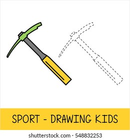 Drawing tutorial for kid, sport theme drawing page