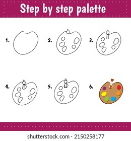 Drawing tutorial for kids. Easy level. Education sheets. How to draw postbox