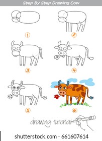 72 Cow drawing tutorial Images, Stock Photos & Vectors | Shutterstock