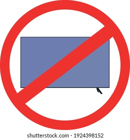 Dibujo de una televisión dentro de un círculo prohibido