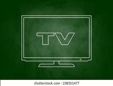 Drawing of TV on blackboard 