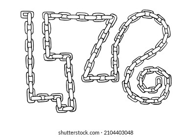 Dibujo de una cadena retorcida. Imagen monocroma rastreada para diseño, gráficos, impresión.