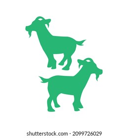 Drawing of two baby goats with different foot movements. Vector