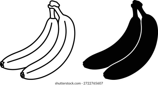 A drawing of two bunches of bananas one black and white