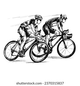 Dibujo de dos ciclistas en bicicleta de carreras