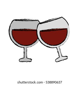 drawing two glass brandy beverage alcohol