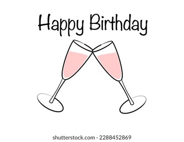 Drawing ,Two glasses of drink ,beverage .Isolate on white background. Happy birthday,Happy new year.