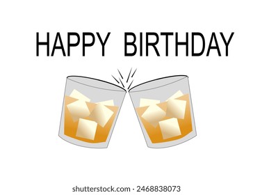 Drawing ,Two glasses of drink ,beverage .Isolate on white background. Happy birthday,Happy new year.