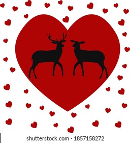 Drawing of two lovers deer Valentine's Day