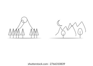 a drawing two mountain
