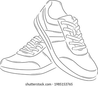Drawing of two women's sports shoes, which are built on top of each other