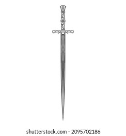 Drawing Twohanded Knights Sword Longsword Blade Stock Vector (Royalty ...