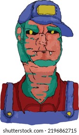 Drawing of undead man with hat for Halloween