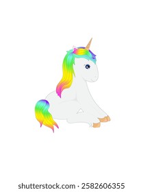 drawing of a unicorn pony with multicolored hair