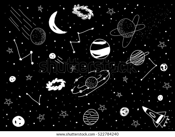 Drawing Universe Black Background Stock Vector (Royalty Free) 522784240