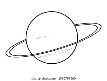 Drawing of Uranus - hand sketch of planet of the Solar System