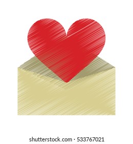 drawing valentines day romantic mail heart envelope open