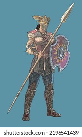 Drawing valkyrie armor warior,figther,art.illustration, vector