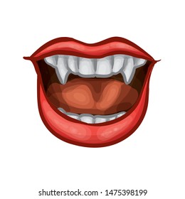 Drawing Of A Vampire Mouth Vector Illustration 