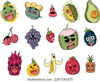 A drawing of a variety of fruits and vegetables