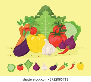 Un dibujo de una variedad de verduras