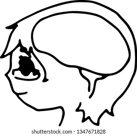 Drawing vector. Brain design. black and white color. For decoration.