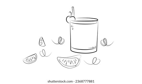 drawing, vector
Cocktail, alcohol in glass And then there's the lemon wedge and the cherry.