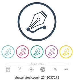 Zeichnen von Vektorgrafik mit Stift Werkzeug Umriss flache Symbole in runden Umrissen. 6 Bonussymbole sind im Lieferumfang enthalten.
