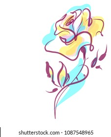 Drawing vector graphics with floral pattern for design. Floral  natural design. Graphic, sketch drawing.  Rose, logotype

