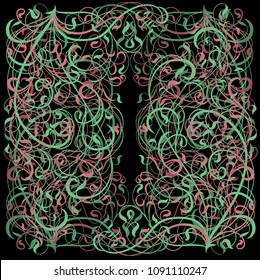 Drawing vector graphics with floral pattern for design. Floral  natural design. Graphic, sketch drawing.  